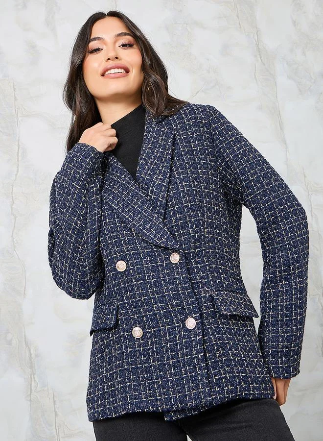 ستايلي Regular Fit Tweed Double Breasted Blazer