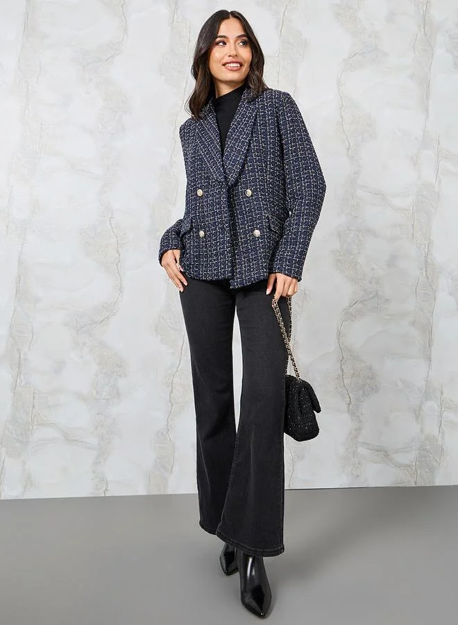 ستايلي Regular Fit Tweed Double Breasted Blazer