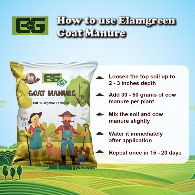 EG ELAMGREEN Elamgreen Premium Goat manure fertilizer for plantsgoat dung compost for home garden pot plants flower fruit vegetable fertilizer green plus 15kg  - Image 2