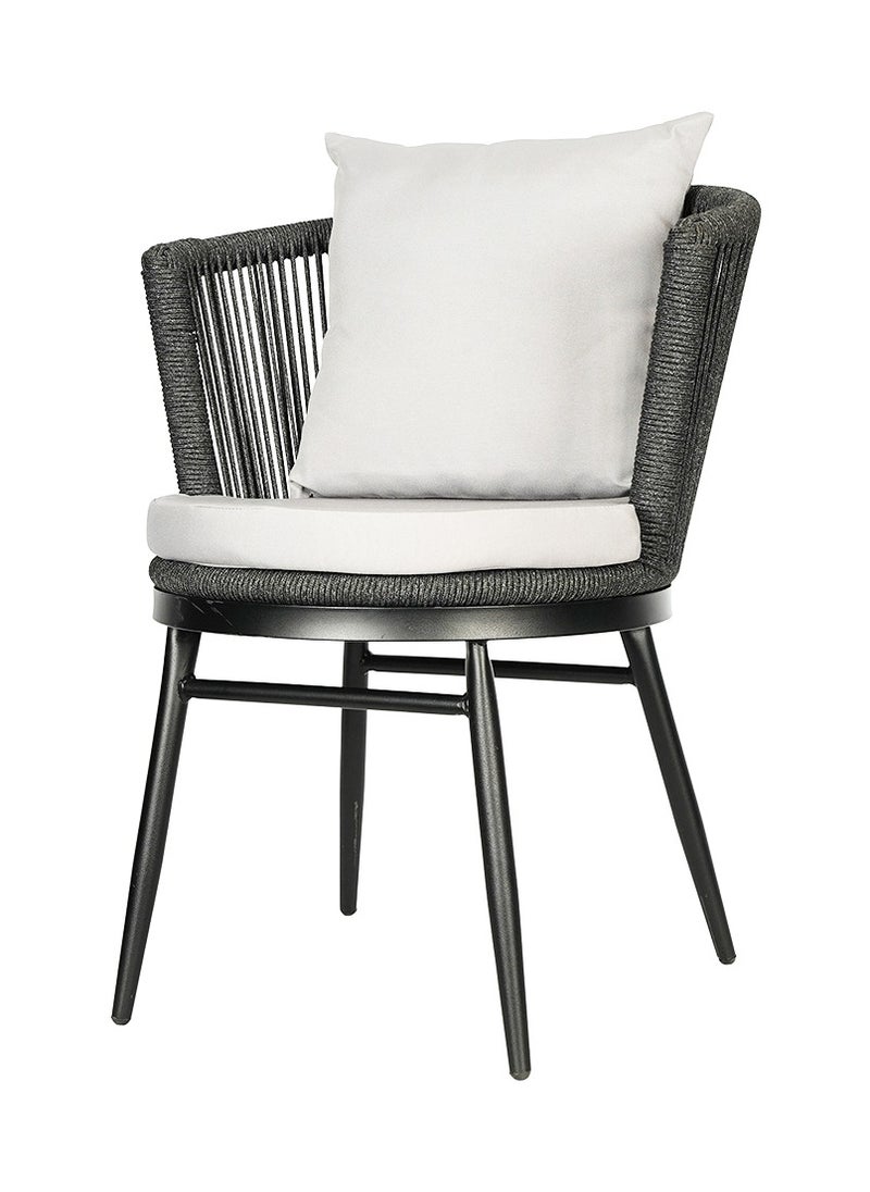 LANNY - Jeffcoco Furniture Garden Lounge Seat Set, Outdoor Chair with Cushions, Patio Outdoor Balcony Seat, Grey Outdoor Sofa Furniture Handmade Rope (1 piece Chair) - Image 1