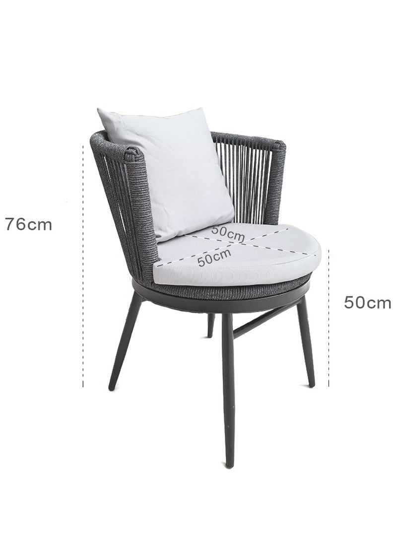 LANNY - Jeffcoco Furniture Garden Lounge Seat Set, Outdoor Chair with Cushions, Patio Outdoor Balcony Seat, Grey Outdoor Sofa Furniture Handmade Rope (1 piece Chair) - Image 1