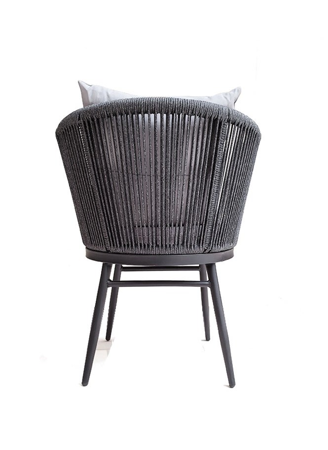 LANNY - Jeffcoco Furniture Garden Lounge Seat Set, Outdoor Chair with Cushions, Patio Outdoor Balcony Seat, Grey Outdoor Sofa Furniture Handmade Rope (1 piece Chair) - Image 1