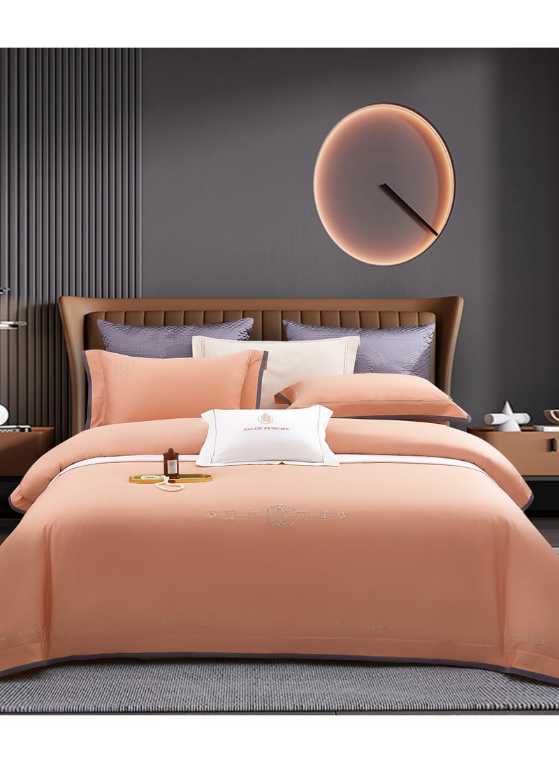 60s Light Luxury Embroidery Anna Orange 200 * 230cm Bed Set of Four Pieces  - Image 1