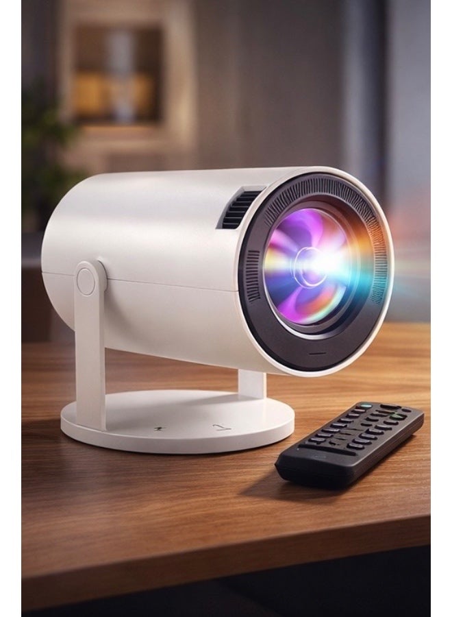 HY300 Ultra HD LED Projector, 4K Supported Home Cinema Projector with HDMI & USB, High Brightness Highlight Coated Lens, Portable Mini Projector for Home & Outdoor Use – White - Image 1