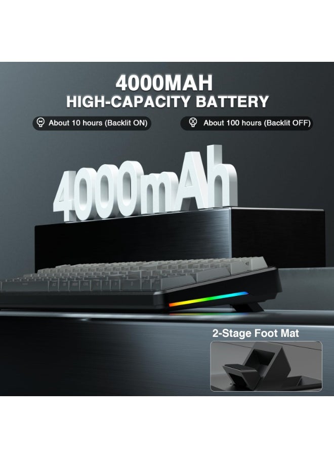 F108 Wireless Mechanical Keyboard, Full Size Gaming Keyboard with Number Pad, Side Printed PBT Keycaps, Pre-lubed Switches, RGB Backlit, Hot Swappable Creamy Sounding Computer Keyboards, 108 keys