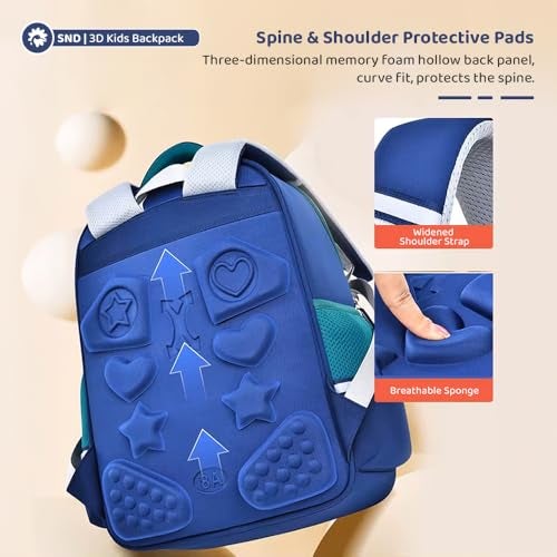 StarAndDaisy Kids Back Pack For Boys & Girls, Ultralight & Stylish Waterproof School/Travel/Picnic Bags for Children Wide Shoulder Strap, Multiple Pockets, Waist Belt (Blue, Green) - Image 4