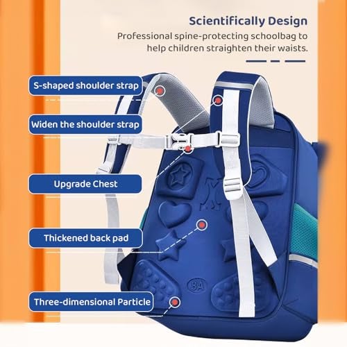 StarAndDaisy Kids Back Pack For Boys & Girls, Ultralight & Stylish Waterproof School/Travel/Picnic Bags for Children Wide Shoulder Strap, Multiple Pockets, Waist Belt (Blue, Green) - Image 5