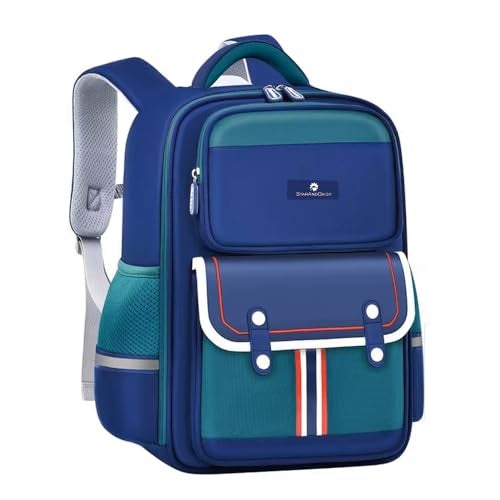StarAndDaisy Kids Back Pack For Boys & Girls, Ultralight & Stylish Waterproof School/Travel/Picnic Bags for Children Wide Shoulder Strap, Multiple Pockets, Waist Belt (Blue, Green) - Image 1