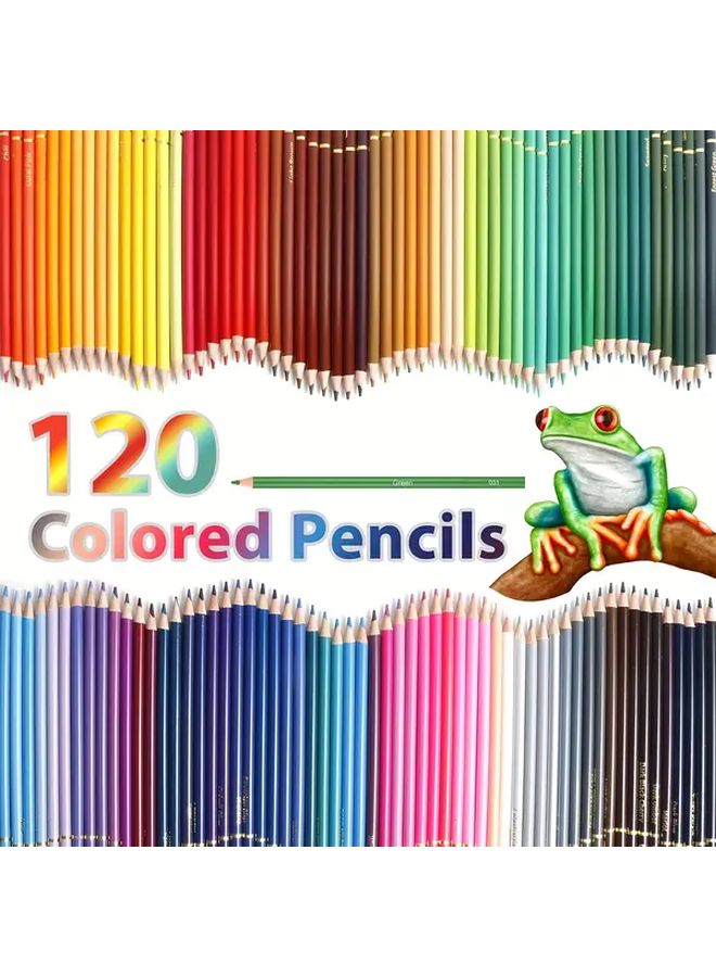 Professional Art Coloring Pencils Set 120 Count Oil Based Break Resistant Core Sharpener Zipper Case For Adult Artists Colorists And Coloring Books Paper Box Style - Image 3
