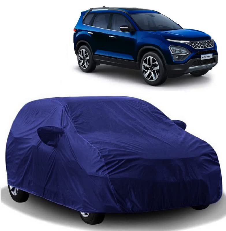 Carigiri Blue Car Body Cover for Tata Safari (Triple Stitched,Mirror Pockets,UV Resistant,Dustproof)(Models-2021,2022) - Image 1