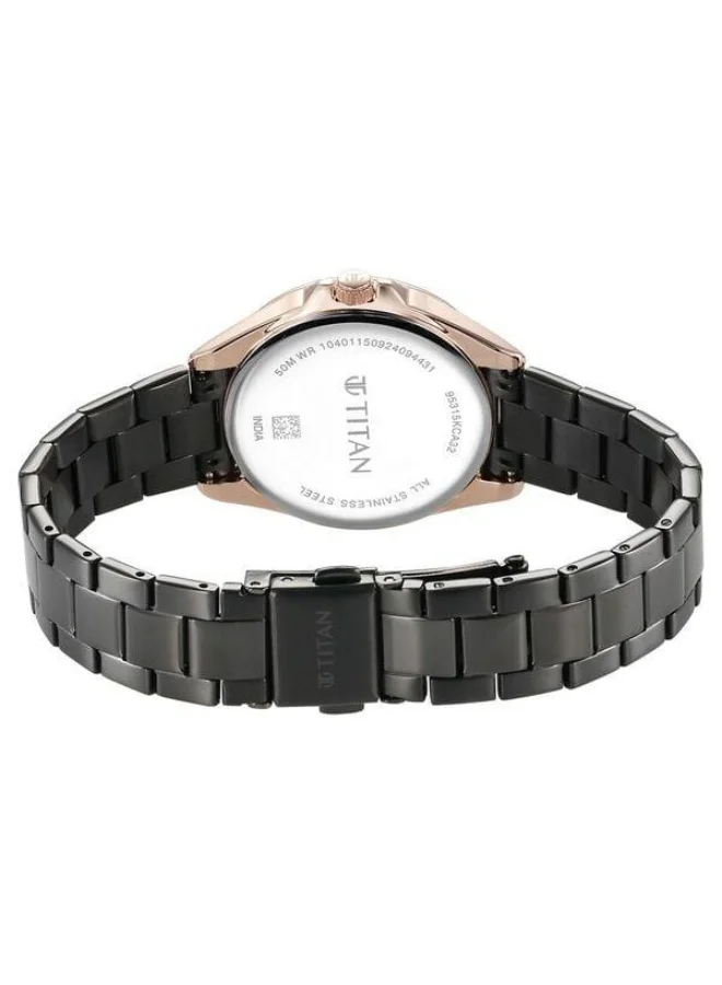 TITAN  Glamour Quartz Multifunction Grey Dial Black Stainless Steel Strap Watch for Women - 95315KM02  | Best Price UAE