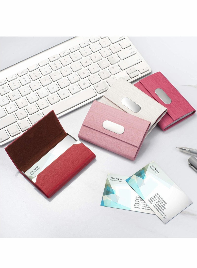 KASTWAVE Business Card Holder, PU Leather Slim Business Card Case - Business Card Carrier ID Case/Wallet Pocket Business Name Card Holder for Women and Men - White - Image 4