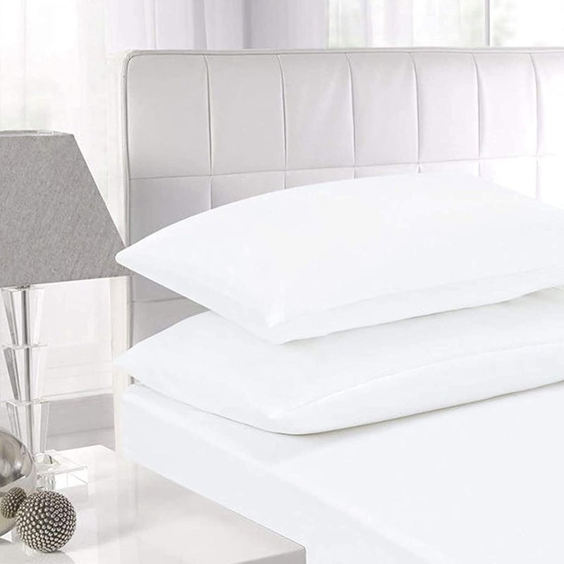 EDS NEW PAIR of PLAIN PILLOWCASES Poly Cotton Luxury Bedroom - 2 x Pillow Case (2 x Pillow Case Standard Size, White) - Image 2