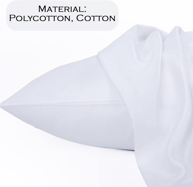 EDS NEW PAIR of PLAIN PILLOWCASES Poly Cotton Luxury Bedroom - 2 x Pillow Case (2 x Pillow Case Standard Size, White) - Image 3