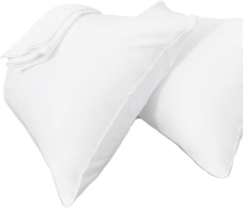 EDS NEW PAIR of PLAIN PILLOWCASES Poly Cotton Luxury Bedroom - 2 x Pillow Case (2 x Pillow Case Standard Size, White) - Image 5