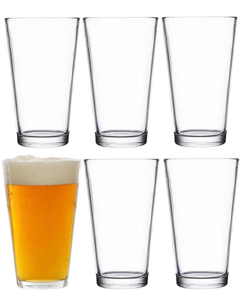 Light In The Dark Pint Glasses Set of 6 - Durable 16 oz Drinking Glasses Ideal for Beer, Cocktails, or Water - Freezer & Dishwasher-Friendly Pint Glasses for Homes, Pubs, & More - Highball Glasses Set of 6 by PARNOO - Image 1