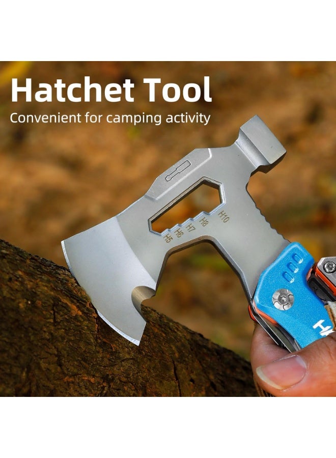 Bukela Camping Axe Multitool with YG10 Tungsten Steel Replaceable Wire Cutters for Gift, 17 in 1 Multi Tool with Spring-Action Pliers, Knife, Screwdriver, Flint Rob, Safty Whistle with Nylon Sheath (Blue) - Image 2