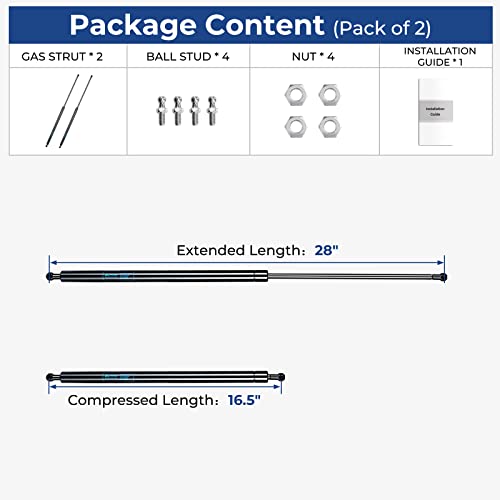 ARANA 28 inch 200 Lb (889 N) Gas Struts Spring Shocks 28 in for Heavy Lids Trap Door Truck Sled Trailer Cap Tonneau Cover Replacement Lift Supports (Support Weight: 180-220lb), 2 Pcs Set ARANA - Image 4