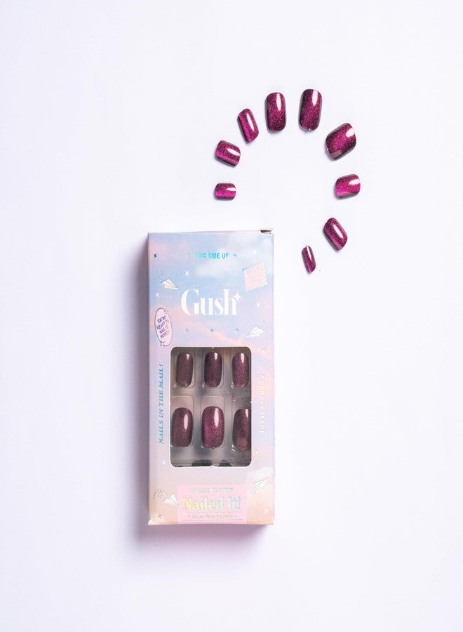 Gush Beauty Nailed It | Reusable Luxury Press On Nails With Application Kit - Ruby Cat Eye - Image 2