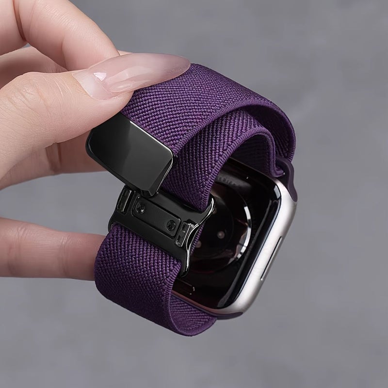 حزام نايلون مطاطي لساعة Apple Watch Ultra 2 1 بمقاس 49 مم 46 مم 45 مم 44 مم، لون أرجواني مدخن - Image 1