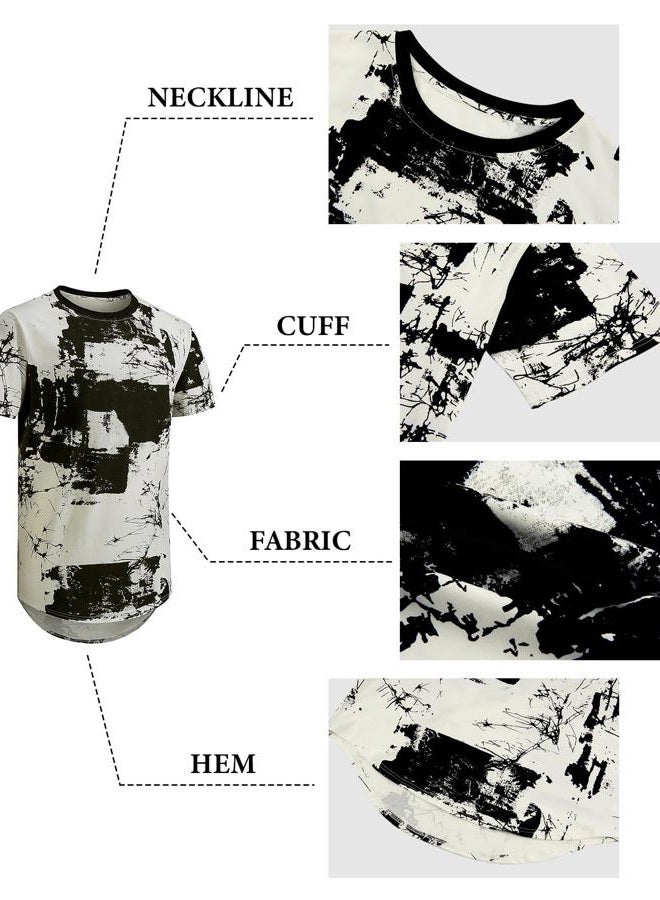Keasmto Mens T Shirts Hip Hop Casual Stylish Cool Shirt Graphic Fashion Short Sleeve Novelty Tees T-Shirts Hipster Tops T-White-01 XL - Image 5
