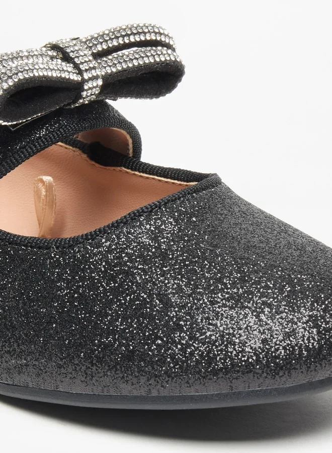 Celeste Girls Glittery Round Toe Ballerina Shoes with Hook and Loop Closure