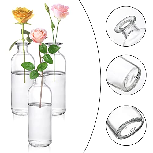 Peohud Set of 12 Glass Bud Vases, Clear Small Flower Vases, Decorative Glass Bottles Floral Vases for Home Decor, Wedding Reception, Party - Image 3