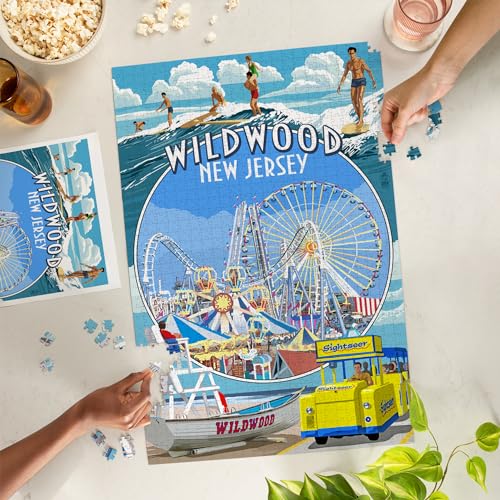 Lantern Press Wildwood New Jersey Montage 1000 Piece Jigsaw Puzzle for Adults Made in USA with Reference Poster - Image 5