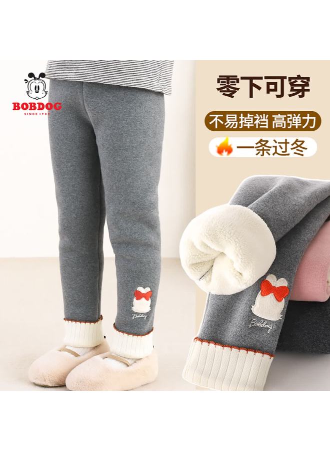 Bobdog Kids Fleece-lined Thermal Leggings Winter Warm Girls Outerwear Pants Baby Plush Cotton-lined Tights