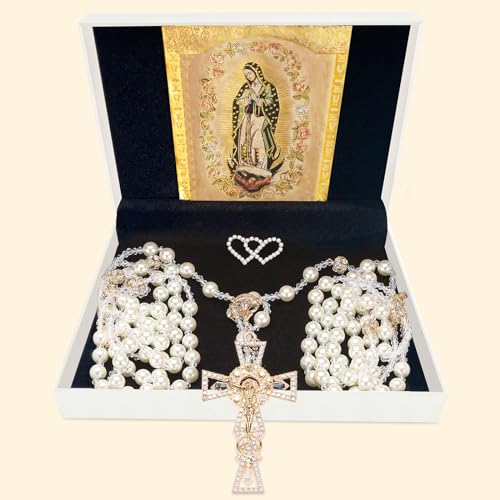 ESNOY Lazo Para BodaWedding Lasso for CeremonyLazos Para Boda CatolicaLazos Para Bodas De Iglesia Para NoviosPearls Bead Rosary with Unity Cross for Wedding CeremonyLazo De Bodas Para Los Novios - Image 1