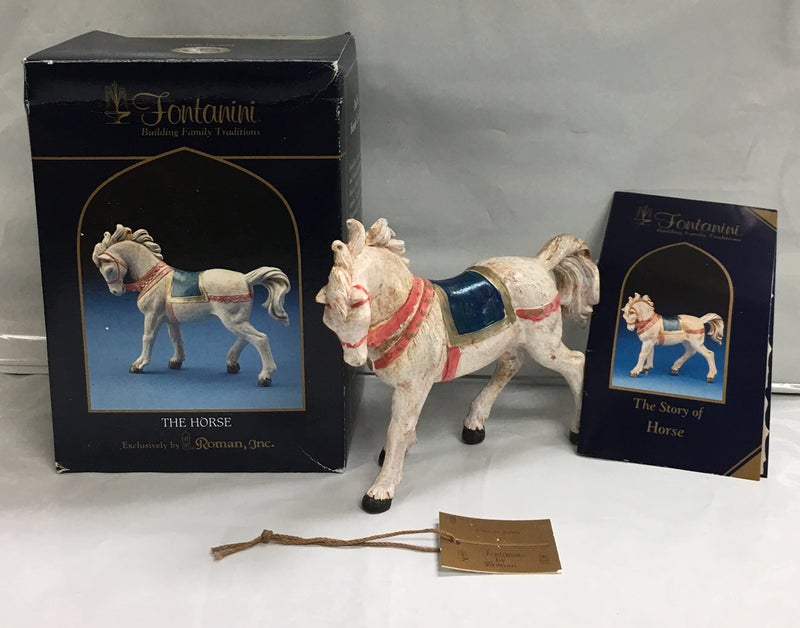 Fontanini by Roman Inc., Horse with Saddle Blanket, 5" Animals Collection, Nativity Figure and Accessories, Hand Sculpted and Painted - Image 1