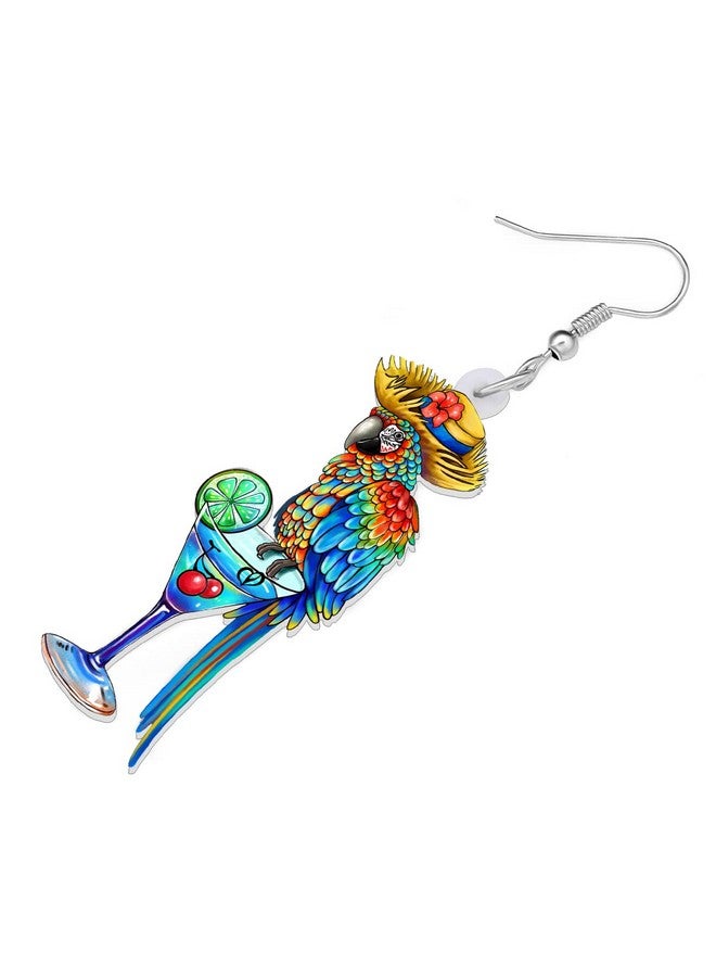 DUOWEI Cute Acrylic Parrot Earrings Macaws Dangle Jewelry For Women Girls Jimmy Buffett Vacation Gifts (Hawaii G) - Image 4