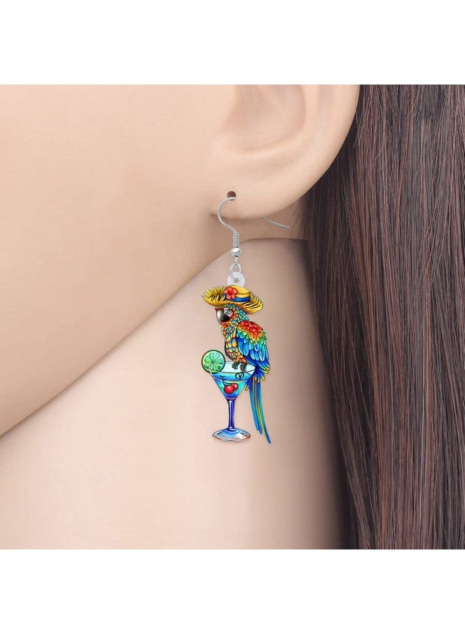 DUOWEI Cute Acrylic Parrot Earrings Macaws Dangle Jewelry For Women Girls Jimmy Buffett Vacation Gifts (Hawaii G) - Image 2