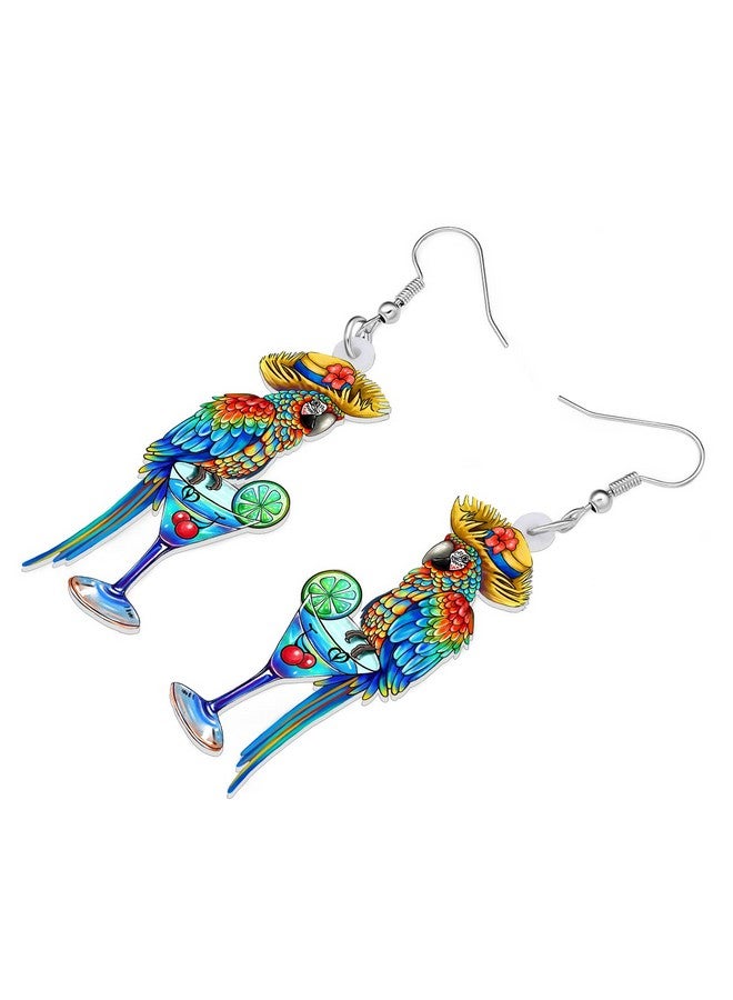 DUOWEI Cute Acrylic Parrot Earrings Macaws Dangle Jewelry For Women Girls Jimmy Buffett Vacation Gifts (Hawaii G) - Image 3