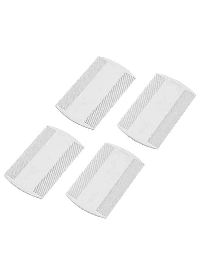 استريكو جموعة 4 قطع أمشاط لإزالة قمل الشعر والصئبان – أمشاط بلاستيكية مزدوجة الجوانب بأسنان دقيقة للأطفال والكبار والحيوانات الأليفة – أداة علاج قابلة لإعادة الاستخدام (أبيض) - Image 2