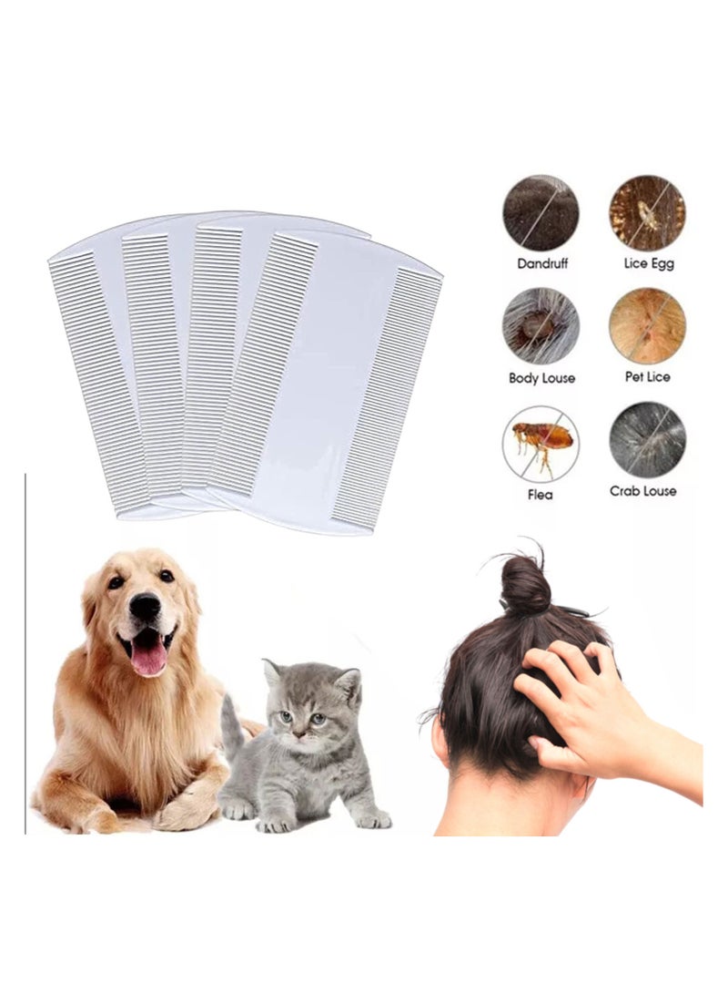 استريكو جموعة 4 قطع أمشاط لإزالة قمل الشعر والصئبان – أمشاط بلاستيكية مزدوجة الجوانب بأسنان دقيقة للأطفال والكبار والحيوانات الأليفة – أداة علاج قابلة لإعادة الاستخدام (أبيض) - Image 4