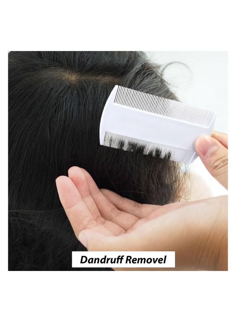 استريكو جموعة 4 قطع أمشاط لإزالة قمل الشعر والصئبان – أمشاط بلاستيكية مزدوجة الجوانب بأسنان دقيقة للأطفال والكبار والحيوانات الأليفة – أداة علاج قابلة لإعادة الاستخدام (أبيض) - Image 3