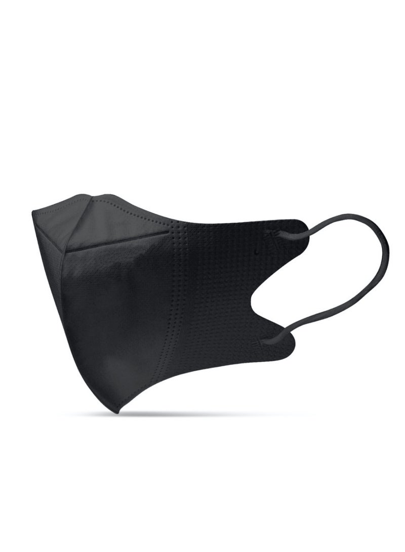 HEXAR 20pc Face Mask 3D Disposable Adult's 3-Ply Melt Blown Filter Black Face Mask with Elastic Ear Loop - Image 2