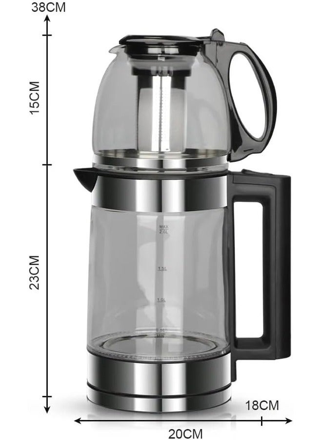 Power Plus 2L Electric Kettle with 0.8L Steam Tea Pot, 2 in 1 Electric Kettle 1500W Multifunction Multicolor - Image 4