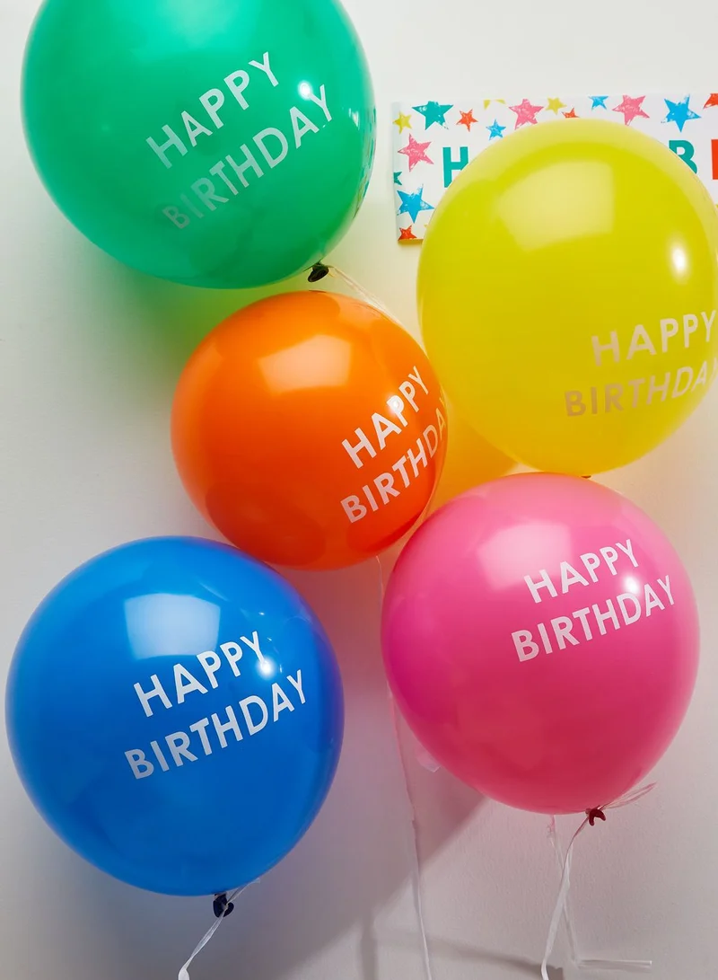 Talking Tables Latex Balloons, Printed With Happy Birthday, 12", 5Pk