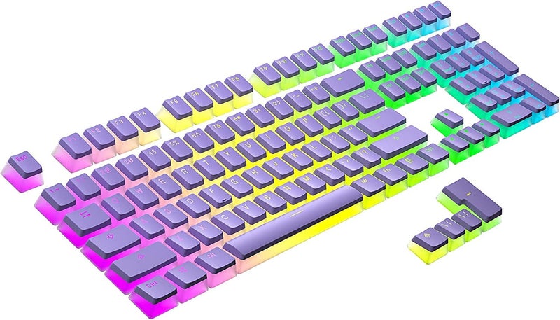 Tobo Pudding PBT Keycaps | 129 Double Shot Translucent ANSI US & ISO Layout | OEM Profile for RGB Mechanical Gaming Keyboard (Purple) - Image 1