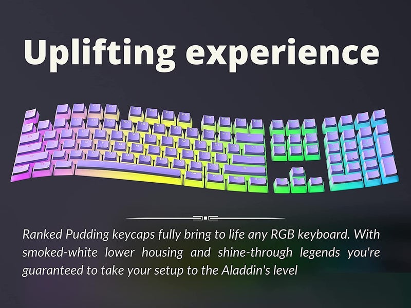 Tobo Pudding PBT Keycaps | 129 Double Shot Translucent ANSI US & ISO Layout | OEM Profile for RGB Mechanical Gaming Keyboard (Purple) - Image 4
