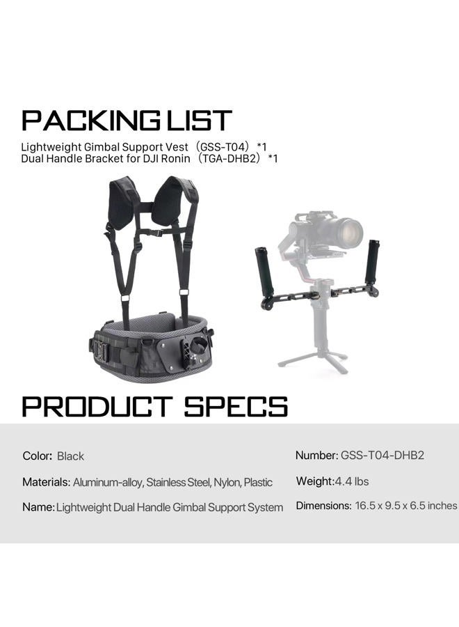 Tilta Lightweight Dual Handle Gimbal Support System | Compatible with DJI Ronin RS3 Pro/ RS4/ RS4 Pro | Ergonomic Support for Long Shoots | GSS-T04-DHB2 (Support Vest with Handles)  - Image 3
