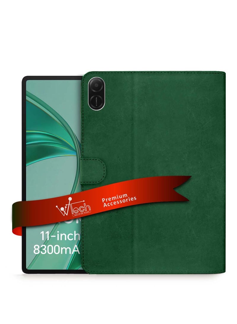 Wtech Honor Pad X8a 2024 (11 inch) WTech PU Leather Magnetic Closure Flip Case Cover - Dark Green - Image 1