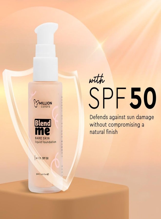 Million Colors Foundation with SPF 50 for Face Makeup | Liquid Foundation for Oily and Dry Skin | Lightweight Matte Finish | Waterproof Long-Lasting Makeup | All Skin Types | Natural Buff 01, 30ml - Image 3