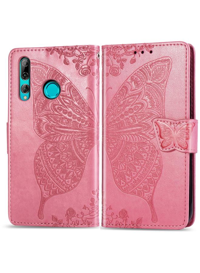 اس-توب جراب جلدي أفقي قابل للطي بتصميم زهور حب الفراشات لهاتف Huawei Y9 Prime - Image 1