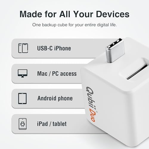 MAKTAR Qubii Duo USB-C iPhone External Storage & Photo Saver for iPhone - Personal Cloud Storage Device, Picture Storage & Auto Backup (microSD Required) - Image 4
