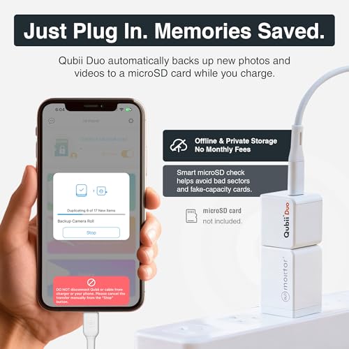 MAKTAR Qubii Duo USB-C iPhone External Storage & Photo Saver for iPhone - Personal Cloud Storage Device, Picture Storage & Auto Backup (microSD Required) - Image 3