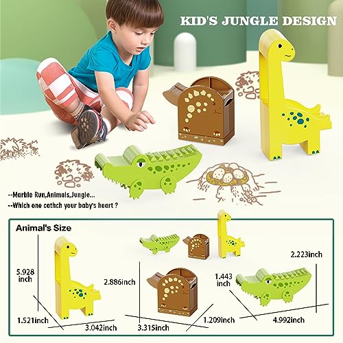 JIXIn Dinosaur Marble Runs Building Blocks 187Pcs Compatible With Lego DUPLOS for Ages 2-5 - Montessori STEM Toys - Fun Dinosaur Set for Kids 3+ - Image 5