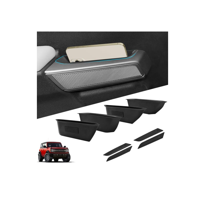 GZSH 2025 Upgrade 4 PCS Door Handle Storage Box Compatible with Ford Bronco 20212025 Not for Sport2 Door NoSlip Storage Box for Ford Bronco accessories 20212025 Pockets Storage to Store Minor Things - Image 2